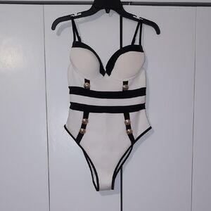 River Island Black and White Swim Suit